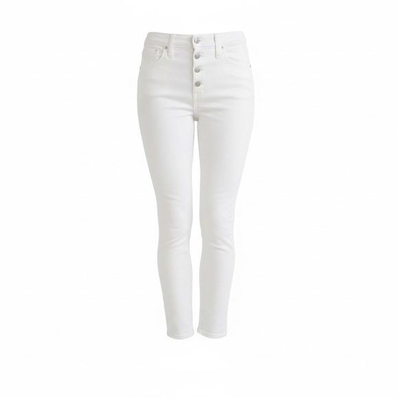 Madewell 10" High-Rise Skinny Crop Jeans Pure White Button-Front Edition Size 26 - Picture 1 of 14